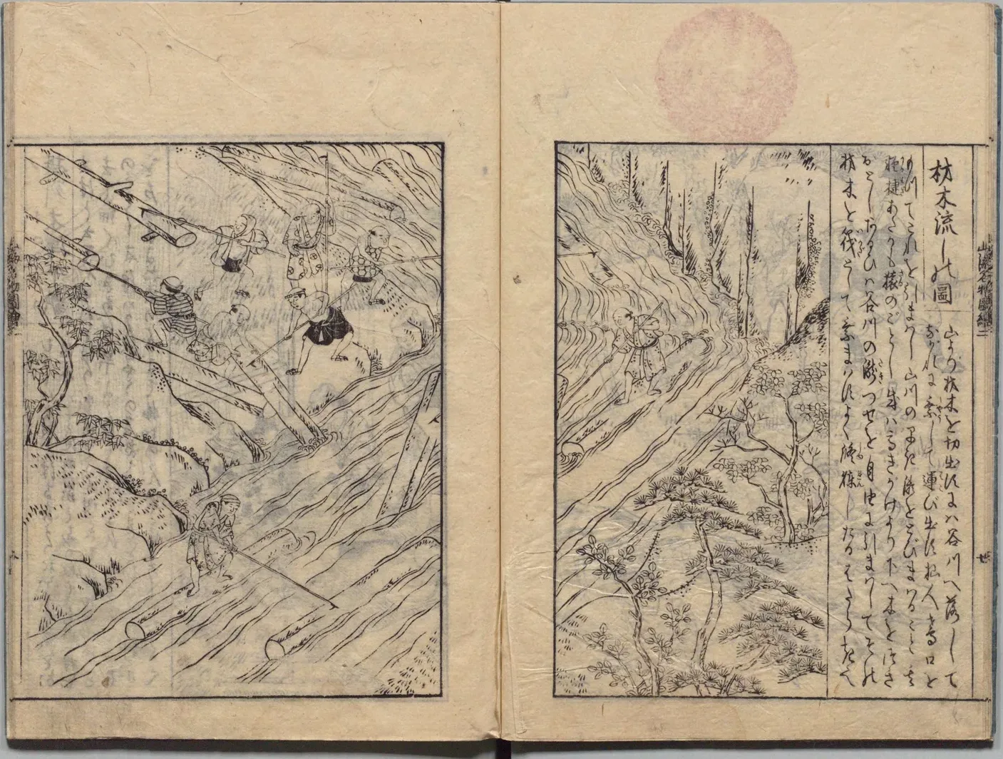 材木流しの図